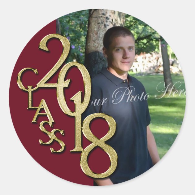 Class Of 2018 Burgundy And Gold Graduation Classic Round Sticker