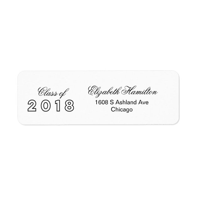 Class Of 2018 Chic Black & White Modern Graduation Label