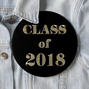 Class of 2018 Elegant Black and Gold Typography Pinback Button