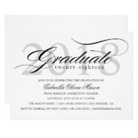 Class of 2018 Elegant Graduate Graduation Party Invitation