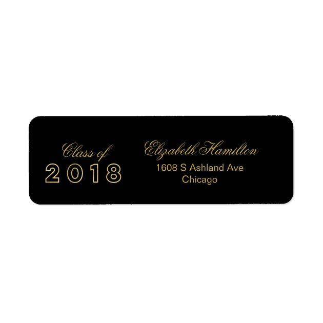 Class Of 2018 Faux Foil Gold Elegant Graduation Label