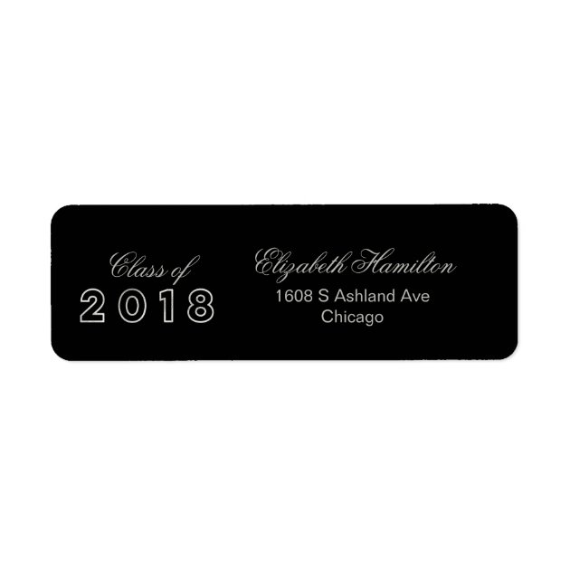 Class Of 2018 Faux Foil Silver Elegant Graduation Label