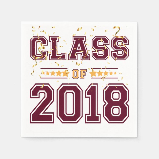 Class of 2018 Grad Party  Burgundy and Yellow 2 Napkins (Front)
