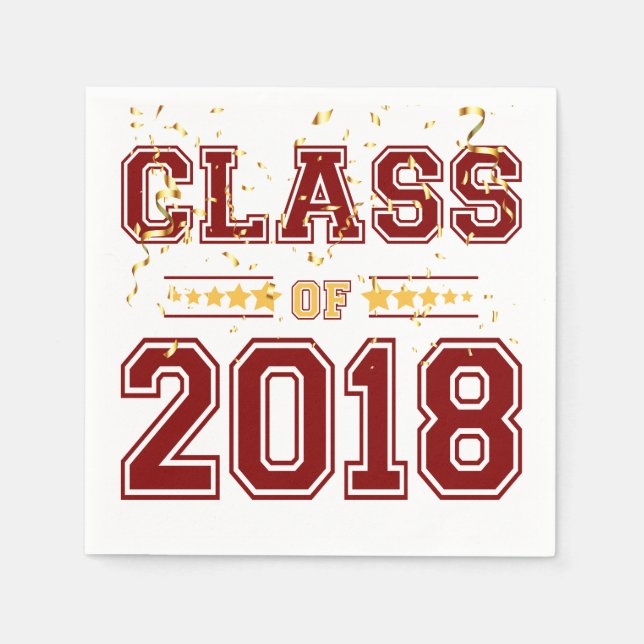 Class of 2018 Grad Party  Maroon and Yellow Paper Napkins (Front)