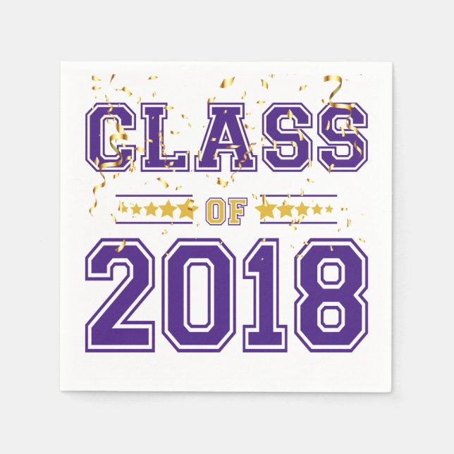 Class of 2018 Grad Party  Purple and Yellow Napkins (Front)