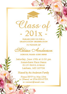 flower graduation invitations zazzle