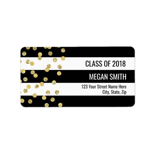Class of 2018 Graduation Gold Black Address Labels