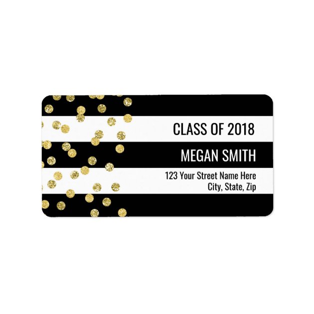 Class Of 2018 Graduation Gold Black Address Labels
