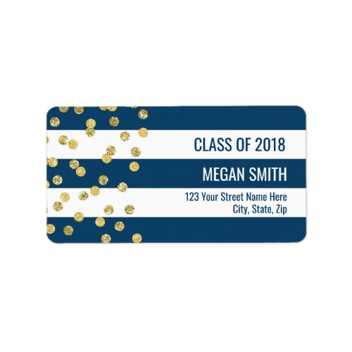 Class of 2018 Graduation Gold Blue Address Labels