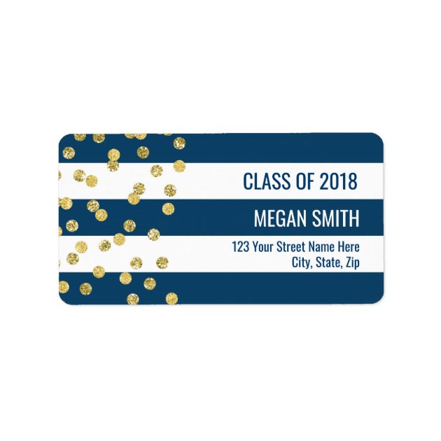 Class Of 2018 Graduation Gold Blue Address Labels