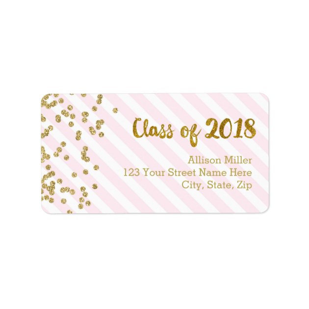 Class Of 2018 Graduation Gold Pink Address Labels
