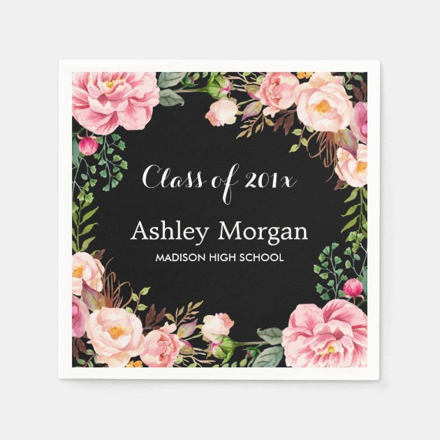 Class Of 2018 Graduation Gorgeous Floral Wreath Paper Napkin