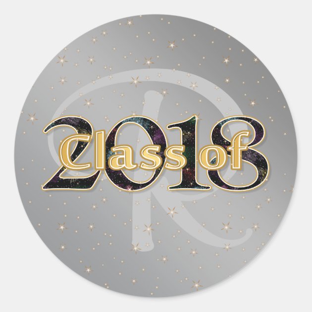 Class Of 2018 Graduation Monogram Gold Typography Classic Round Sticker