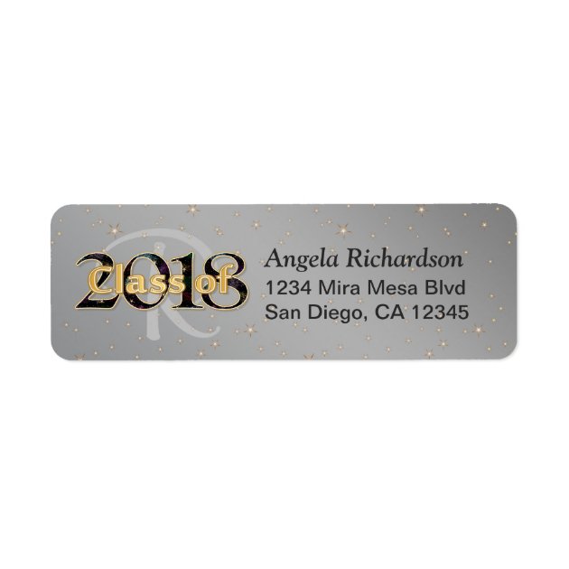 Class Of 2018 Graduation Monogram Gold Typography Label