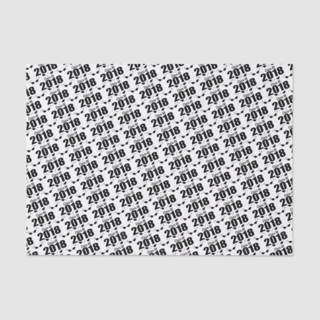 Class Of 2018 Graduation Tissue Paper (Black Caps) (Front)