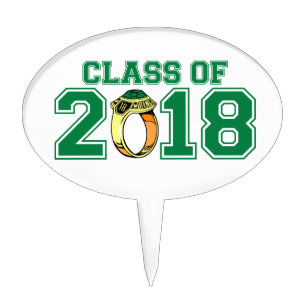 Class Of 2018 (Green Class Ring) Cake Topper