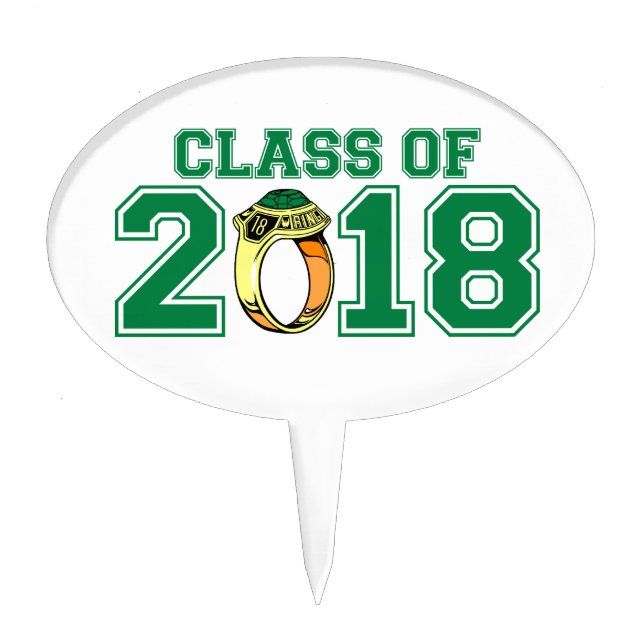 Class Of 2018 (Green Class Ring) Cake Topper (Front)