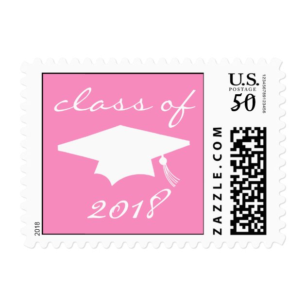 Class Of 2018 (Light Pink Graduation Cap) Postage