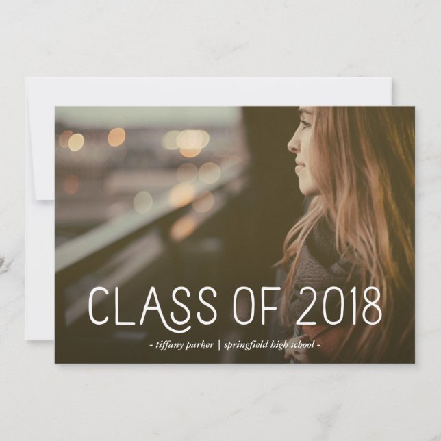 Class of 2018 | Modern Typography Photo Grad Party Invitation (Front)