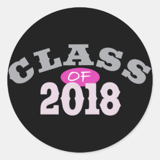 Class Of 2018 Pink Classic Round Sticker
