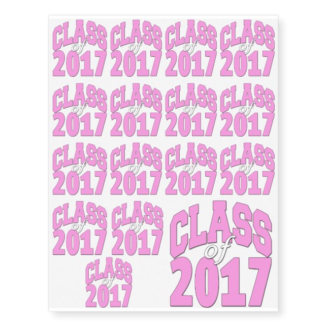 Class of 2018 pink temporary tattoos (Front)
