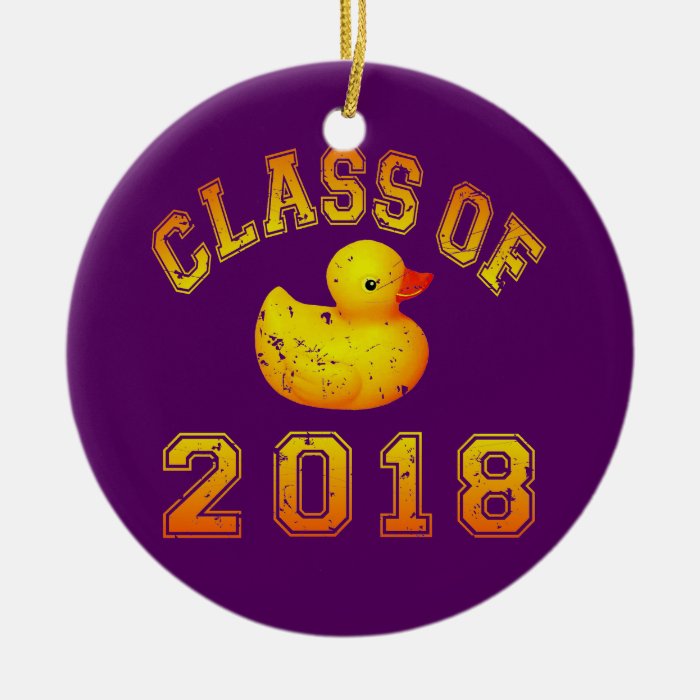 Class Of 2018 Rubber Duckie Orange/Red 2 Christmas Tree Ornaments