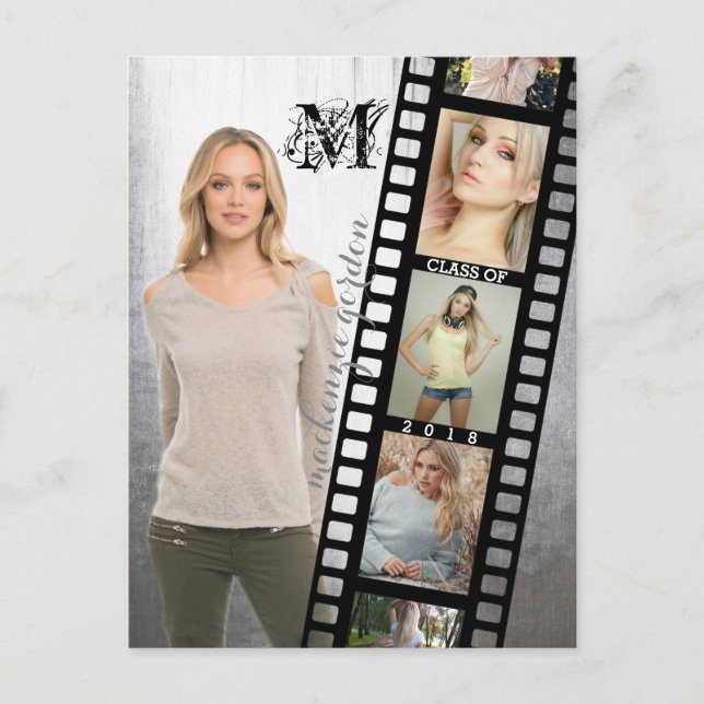 Class of 2018 Senior Portrait Graduate Photo Frame Announcement Postcard (Front)
