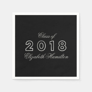 Class of 2018 Silver & Black Elegant Graduation Paper Napkins