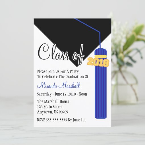 Class Of 2018 Tassel Graduation Invite (Blue) | Zazzle