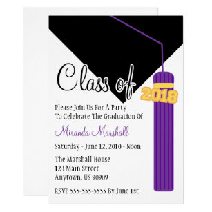 purple graduation tassel invitations announcements zazzle