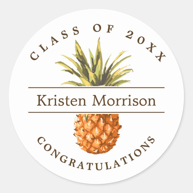 Class Of 2018 Tropical Pineapple Graduation Party Classic Round Sticker