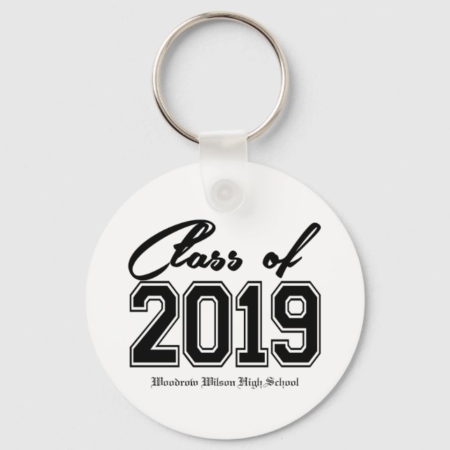 Class of 2019 Black & Varsity Graduation Keychain (Front)