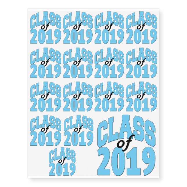 Class of 2019 blue temporary tattoos (Front)