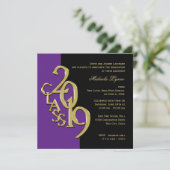 Class of 2019 Elegant Gold and Purple Invitation (Standing Front)