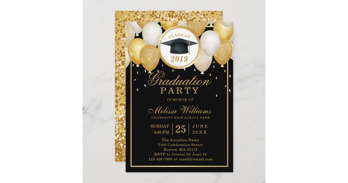 Black & Gold Graduation Invitation