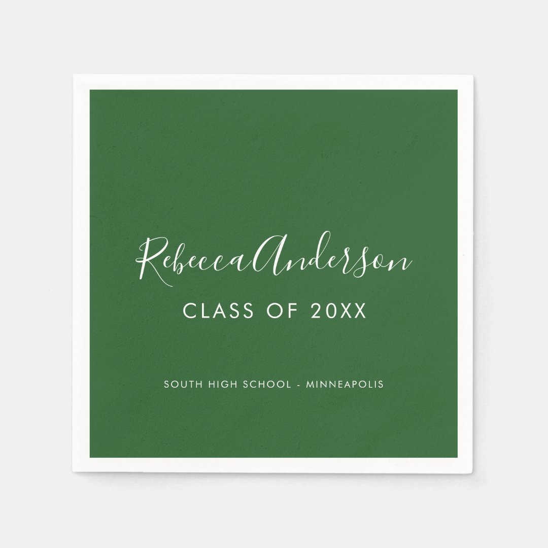 Class of 2019 Grad Dark Green Paper Napkins Zazzle