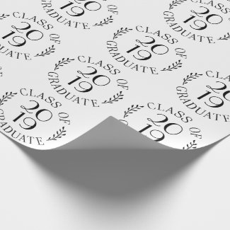 Class of 2019 Graduate Chic Black White Typography Wrapping Paper