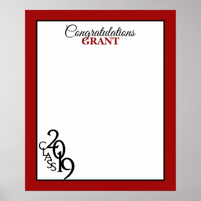 Class of 2019 Graduation Autograph Keepsake Red Poster (Front)