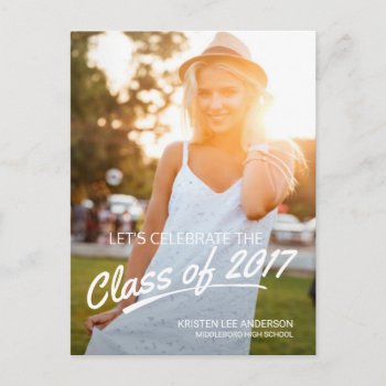 Class Of 2019 Graduation Party Brush Script Photo Invitation Postcard by SquirrelHugger at Zazzle