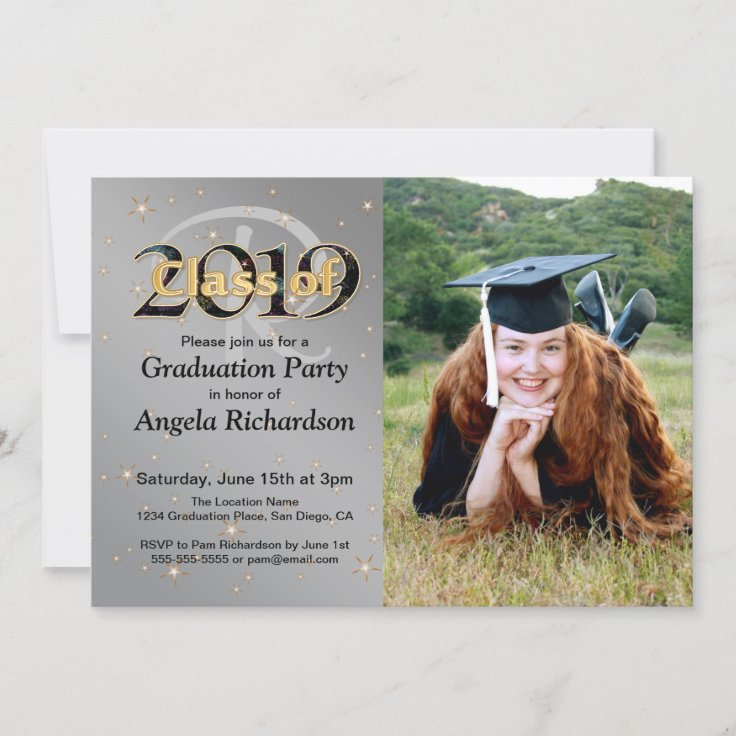 Class of 2019 Graduation Party Monogram Photo Invitation | Zazzle