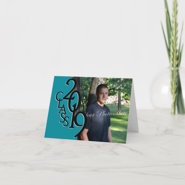 Class of 2019 Graduation Teal Thank You Photo Card (Front)