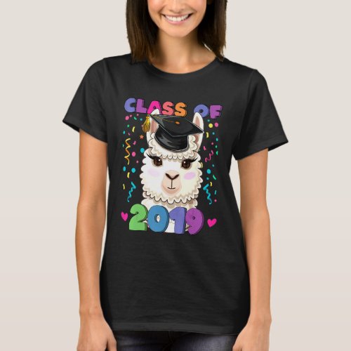 Class of 2019 Llama Graduation Diploma Confetti T-Shirt