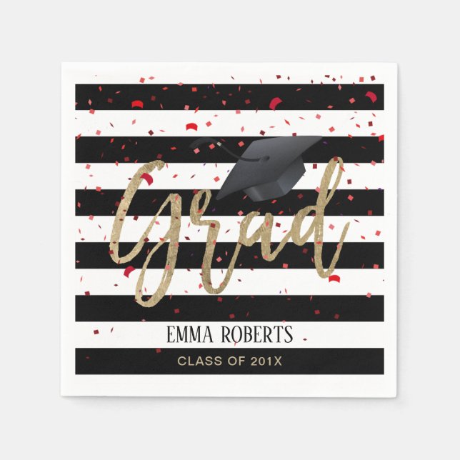 Class of 2019 Modern Stripes Graduation Napkins (Front)