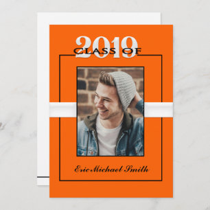 Class of 2019 Orange & Black Graduation Party Invitation