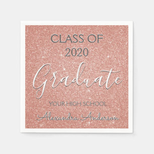 Class of 2019 Rose Gold - Blush Pink Glitter Paper Napkins