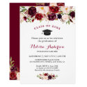 Class of 2020 Burgundy Red Floral Graduation Party Invitation