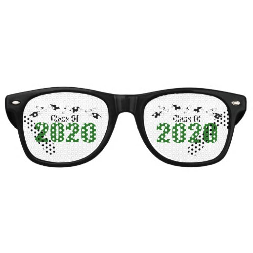 Class Of 2020 Caps And Diplomas Green Retro Sunglasses