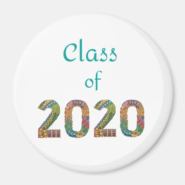 Class of 2020 colorful numbers magnet (Front)