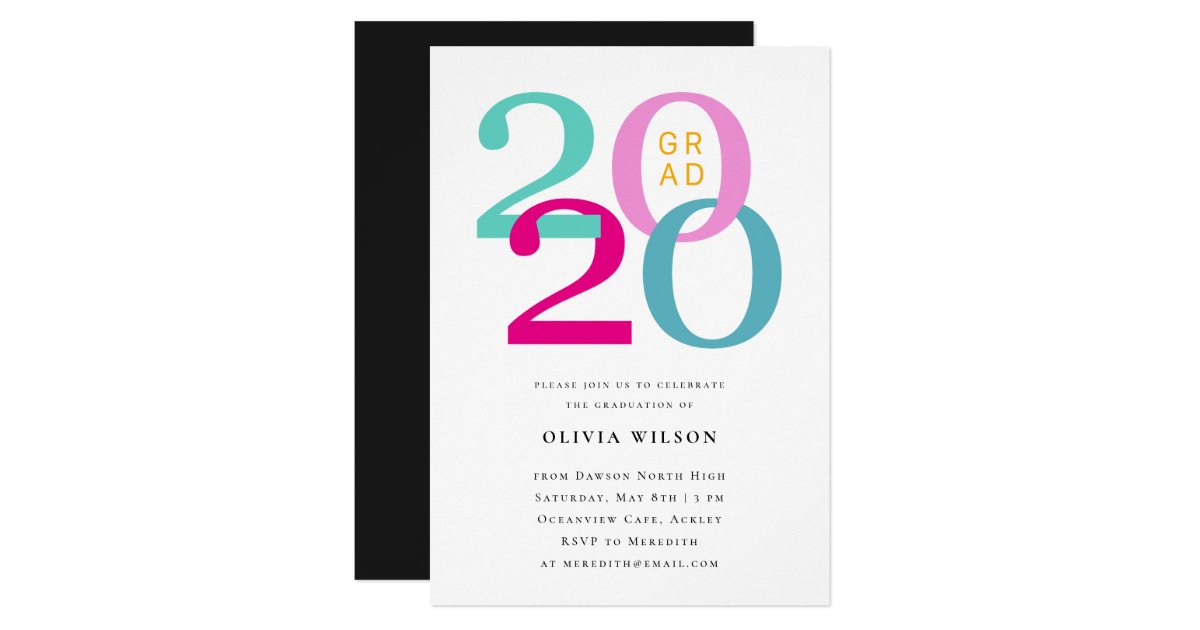 Class Of 2020 Colorful Typography Graduation Party Invitation Zazzle Com