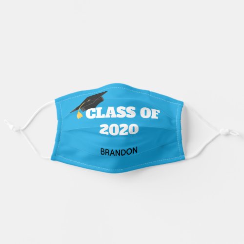 Class of 2020 Custom Graduation Bright Blue Adult Cloth Face Mask